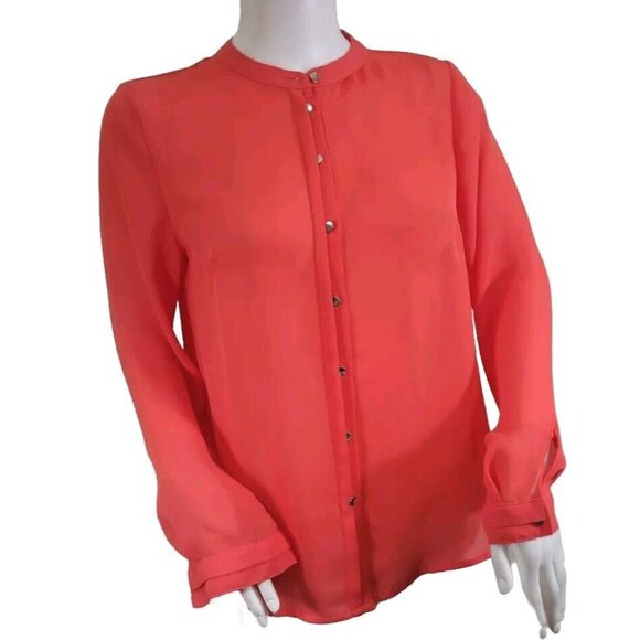 Worthington Tops - Worthington Women's Top Blouse Size M P Petite Coral Button Up Long Sleeve  35